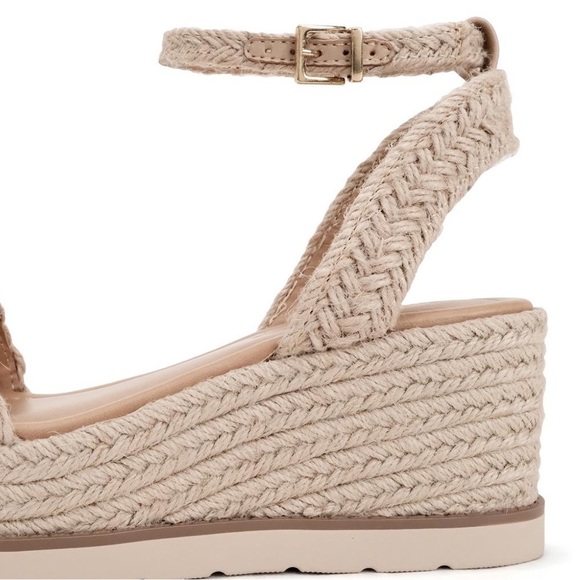 New Straw Style! Soda Shoes Swing Natural Raffia Ankle Strap Platform Wedge Heel - Picture 1 of 8